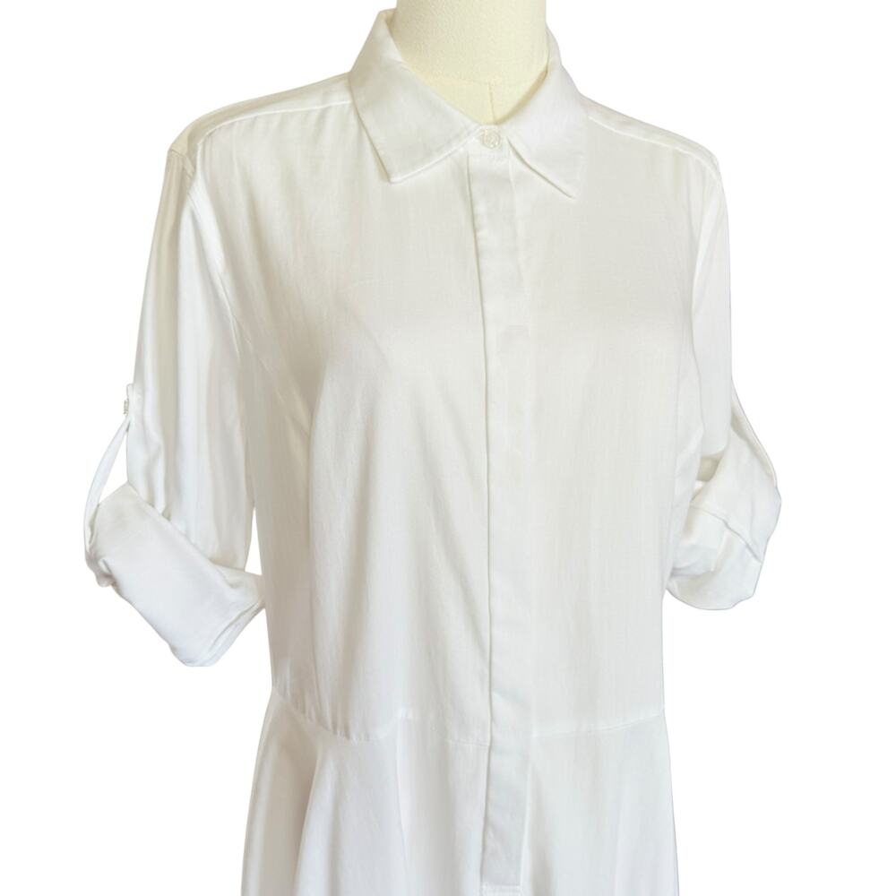 BcbgMaxazria Beatryce White Asymmetrical White Dress Size L 100% Cotton - Picture 12 of 16